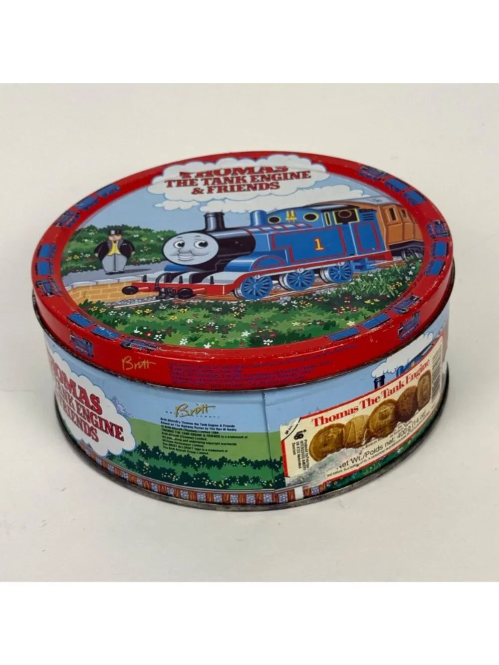 Vintage Thomas the Tank Engine Collectible Round Cookie Tin 7-1/2